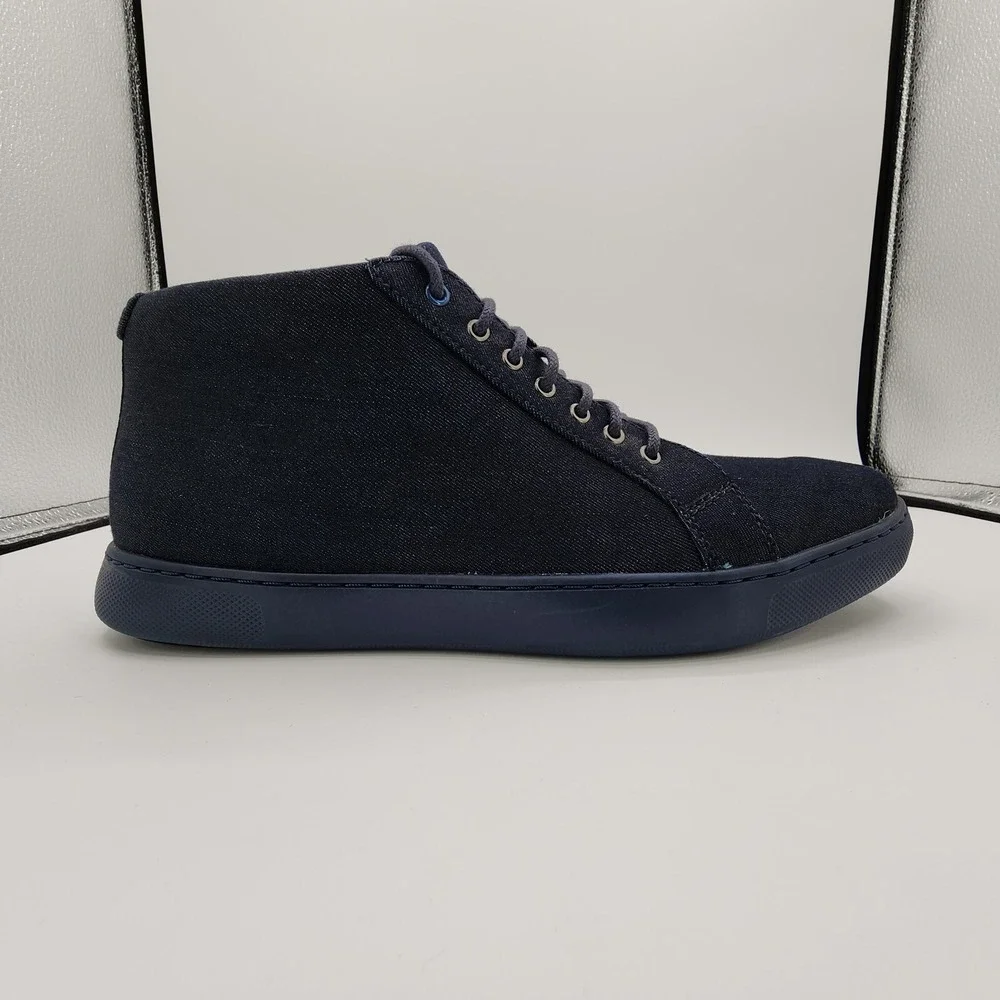 Fitflop Knit Chukka Sneakers Mens 10 Navy Blue Lightweight Lace Up Denim Texture